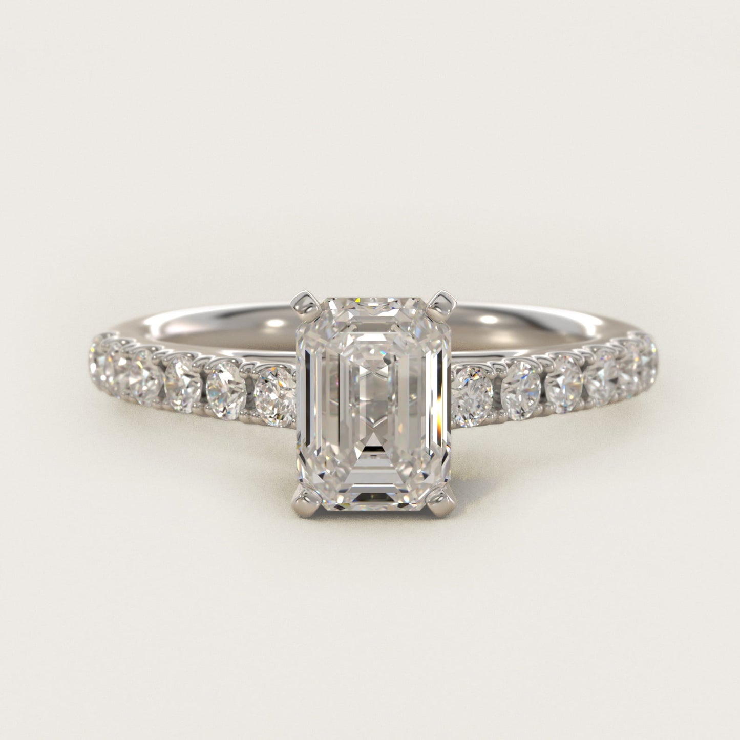 Riviera Cathedral PavŽ Diamond Engagement Ring in Platinum (1/2 ct. tw.) - Emerald Center
