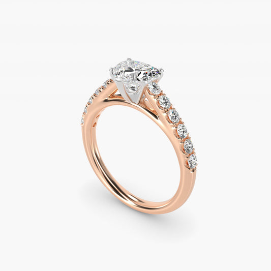 Riviera Cathedral PavŽ Diamond Engagement Ring in 14k Rose Gold (1/2 ct. tw.) - Heart Center