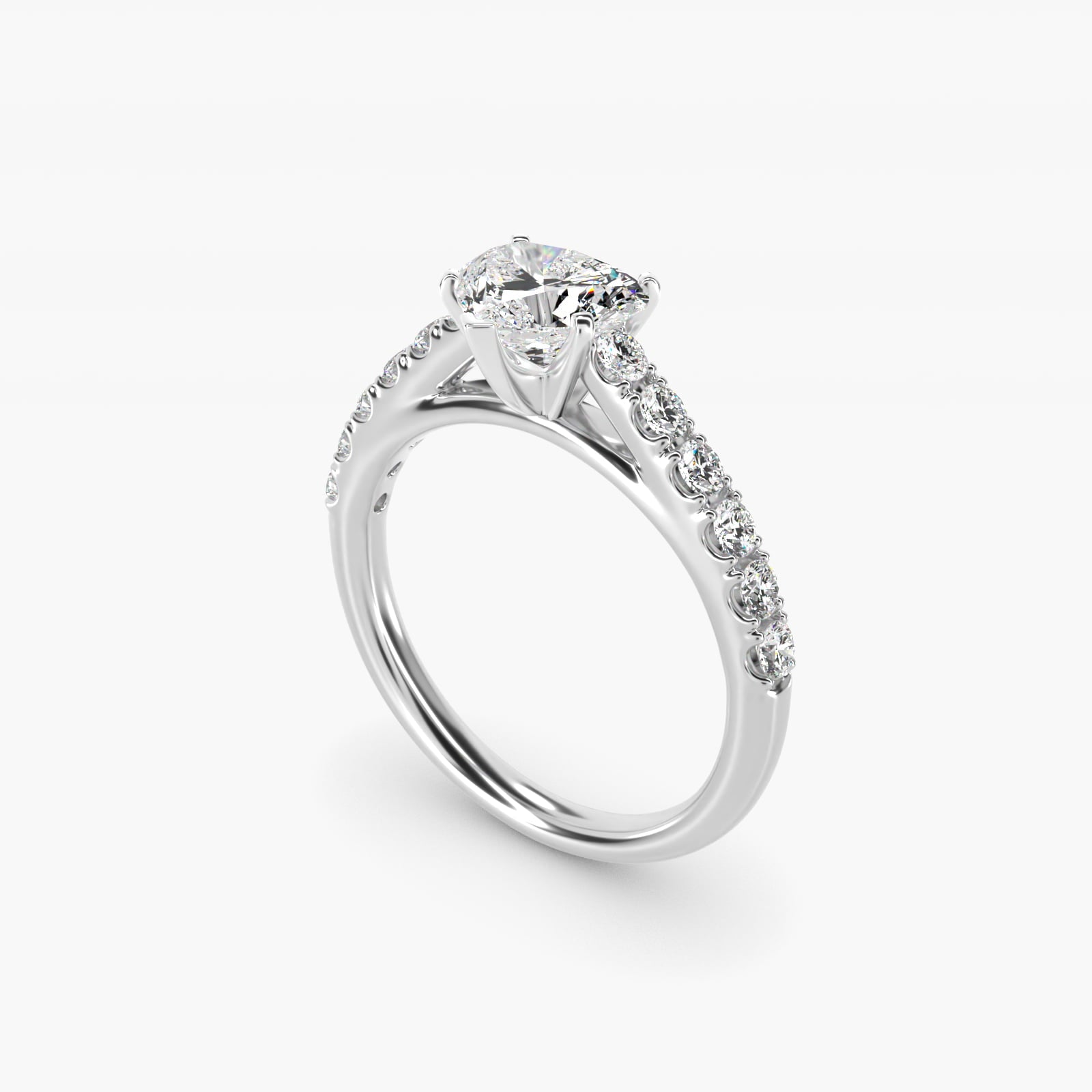 Riviera Cathedral PavŽ Diamond Engagement Ring in 14k White Gold (1/2 ct. tw.) - Heart Center