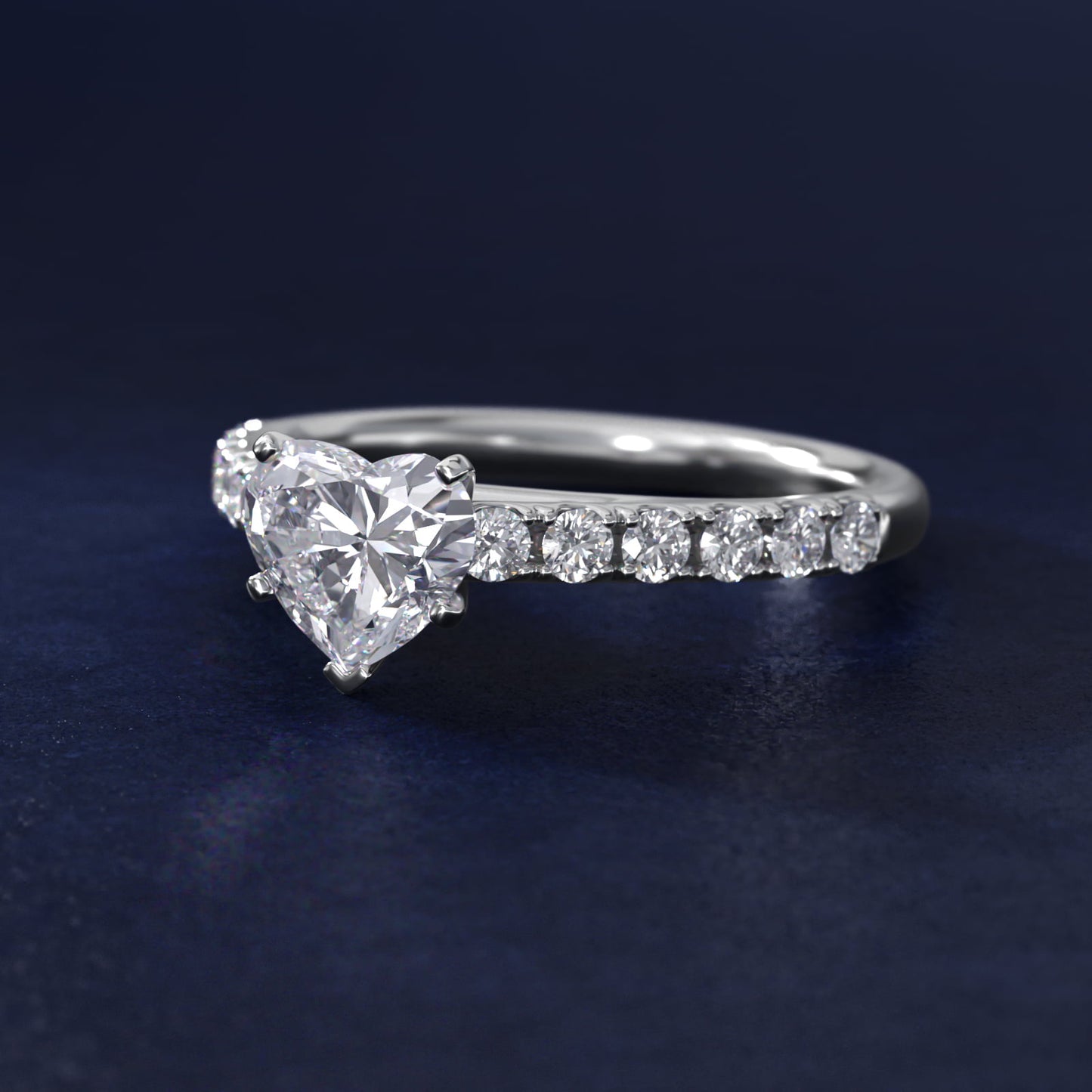 Riviera Cathedral PavŽ Diamond Engagement Ring in 18k White Gold (1/2 ct. tw.) - Heart Center