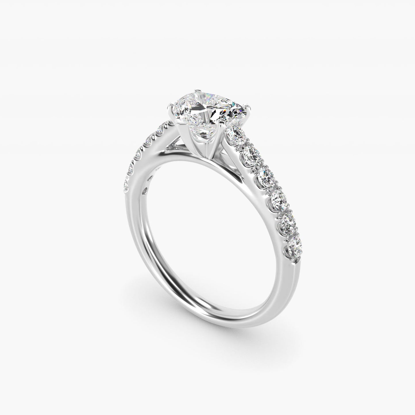 Riviera Cathedral PavŽ Diamond Engagement Ring in Platinum (1/2 ct. tw.) - Heart Center