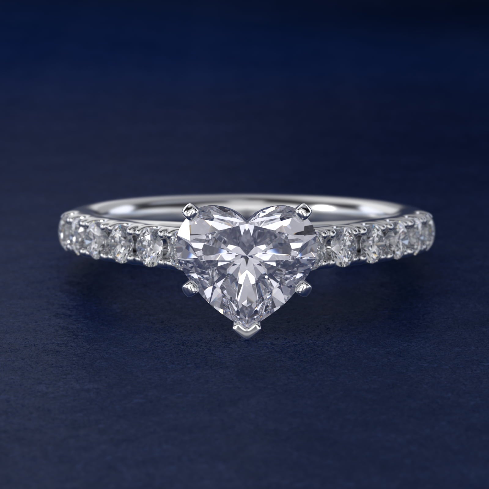 Riviera Cathedral PavŽ Diamond Engagement Ring in Platinum (1/2 ct. tw.) - Heart Center