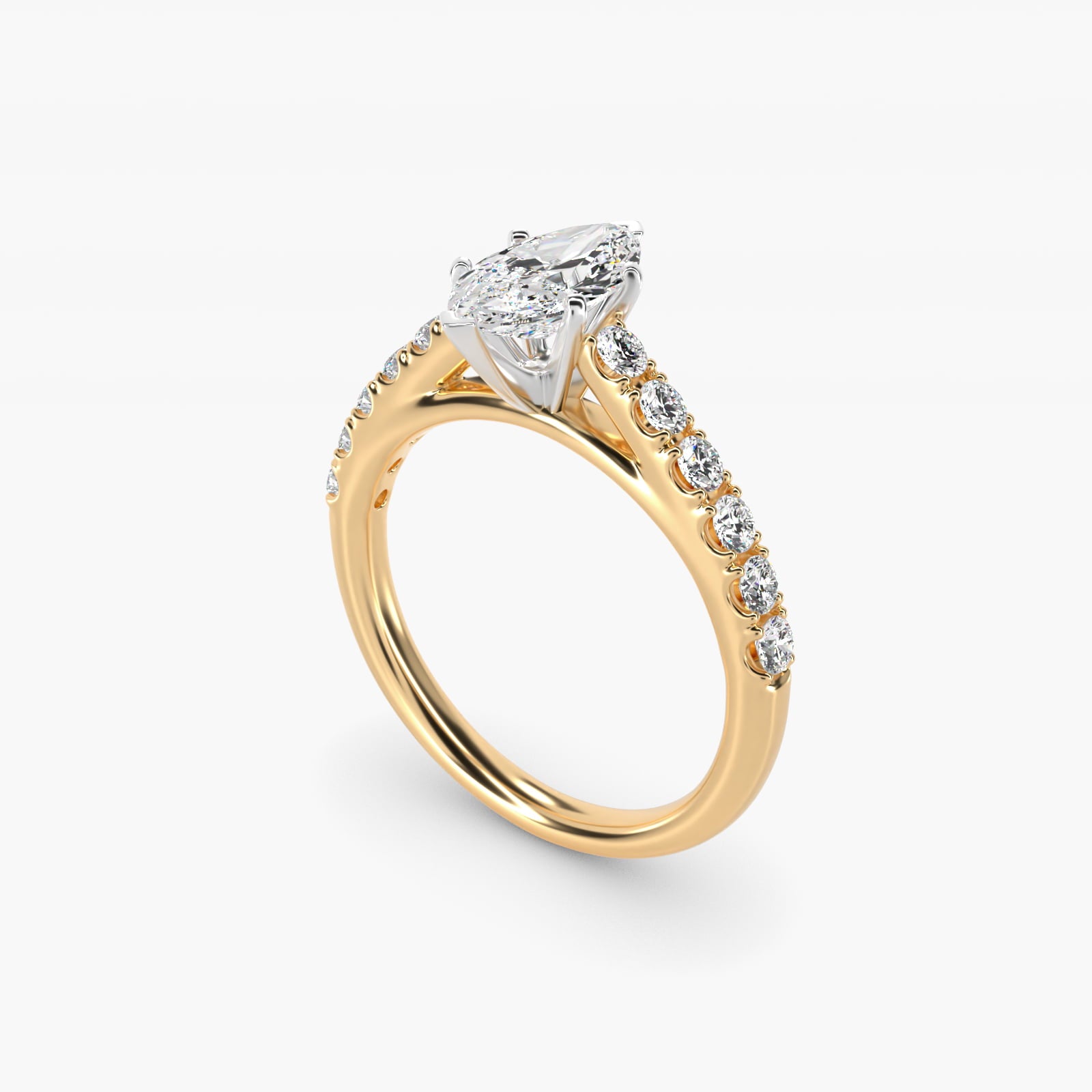 Riviera Cathedral PavŽ Diamond Engagement Ring in 14K Yellow Gold (1/2 ct. tw.) - Marquise Center