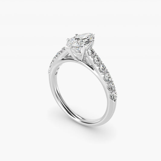 Riviera Cathedral PavŽ Diamond Engagement Ring in Platinum (1/2 ct. tw.) - Marquise Center