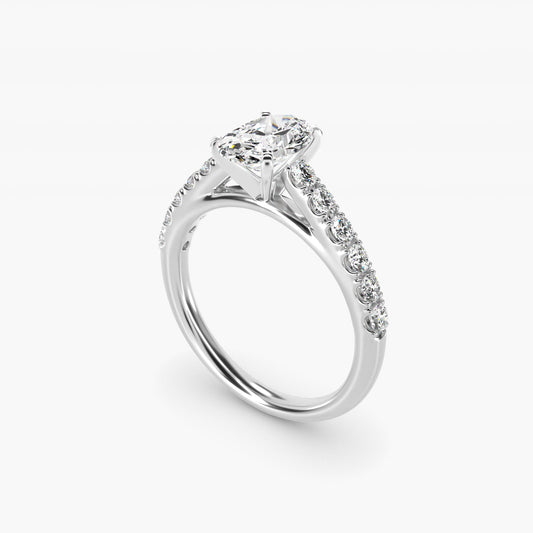 Riviera Cathedral PavŽ Diamond Engagement Ring in 14k White Gold (1/2 ct. tw.) - Oval Center