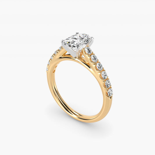 Riviera Cathedral PavŽ Diamond Engagement Ring in 18k Yellow Gold (1/2 ct. tw.) - Oval Center