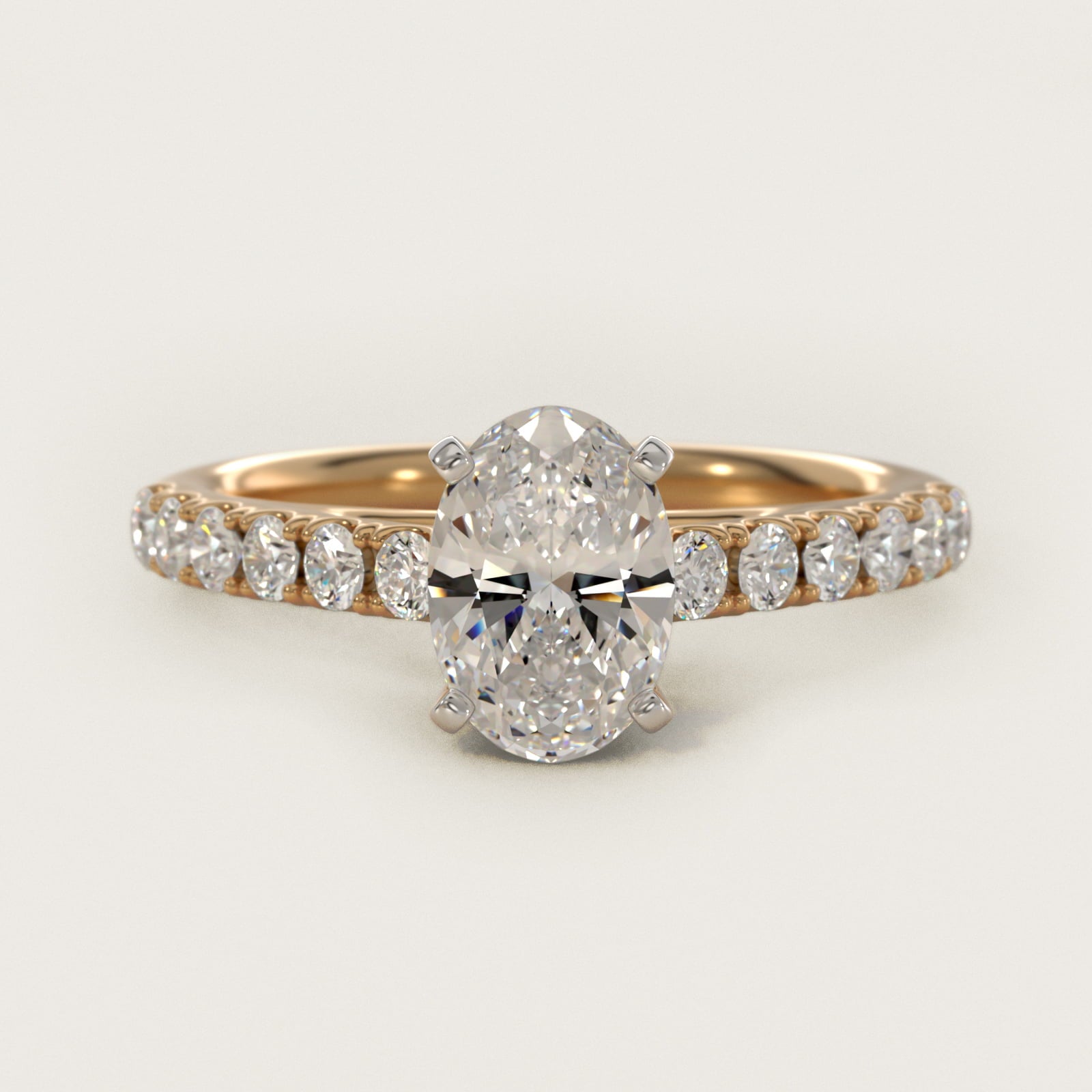 Riviera Cathedral PavŽ Diamond Engagement Ring in 18k Yellow Gold (1/2 ct. tw.) - Oval Center