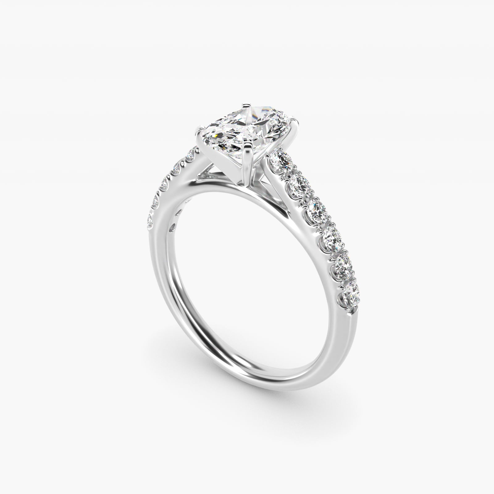 Riviera Cathedral PavŽ Diamond Engagement Ring in Platinum (1/2 ct. tw.) - Oval Center