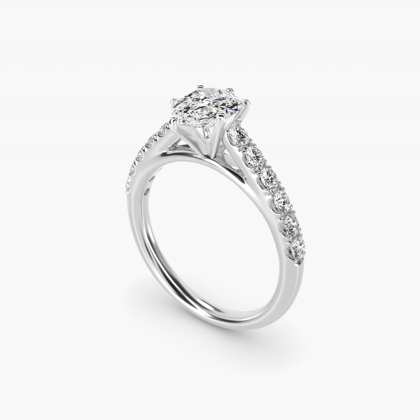 Riviera Cathedral PavŽ Diamond Engagement Ring in Platinum (1/2 ct. tw.) - Pear Center