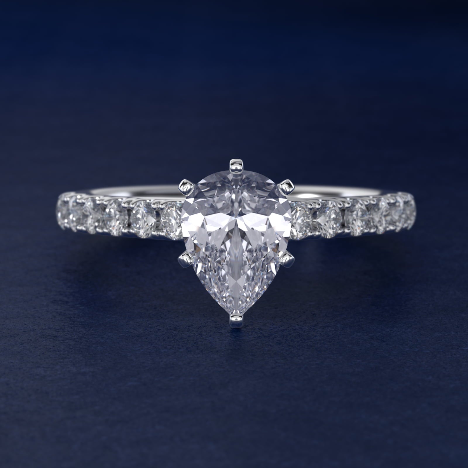 Riviera Cathedral PavŽ Diamond Engagement Ring in Platinum (1/2 ct. tw.) - Pear Center