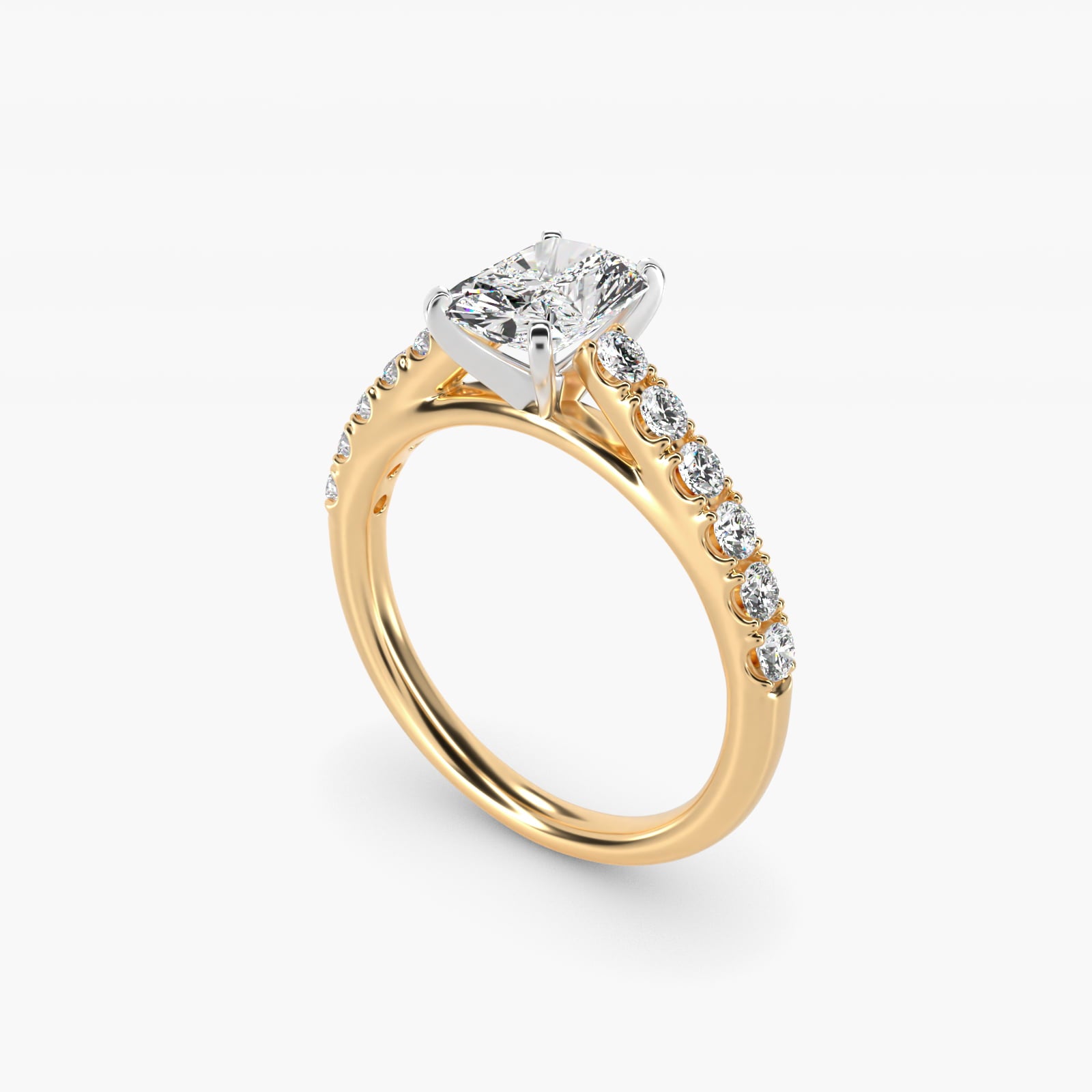 Riviera Cathedral PavŽ Diamond Engagement Ring in 14K Yellow Gold (1/2 ct. tw.) - Radiant Center