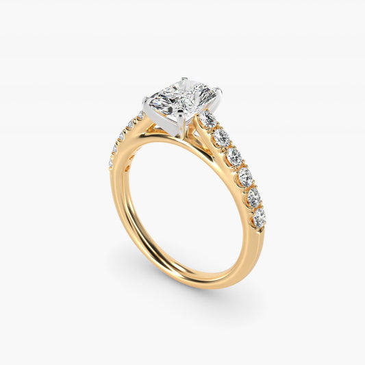 Riviera Cathedral PavŽ Diamond Engagement Ring in 14K Yellow Gold (1/2 ct. tw.) - Radiant Center