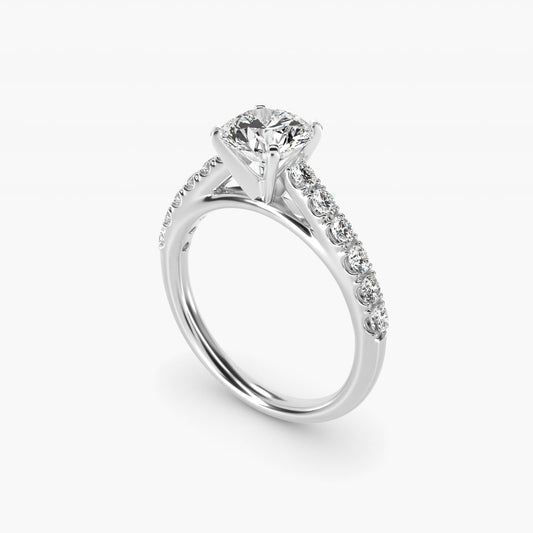 Riviera Cathedral PavŽ Diamond Engagement Ring in 14k White Gold (1/2 ct. tw.) - Round Center