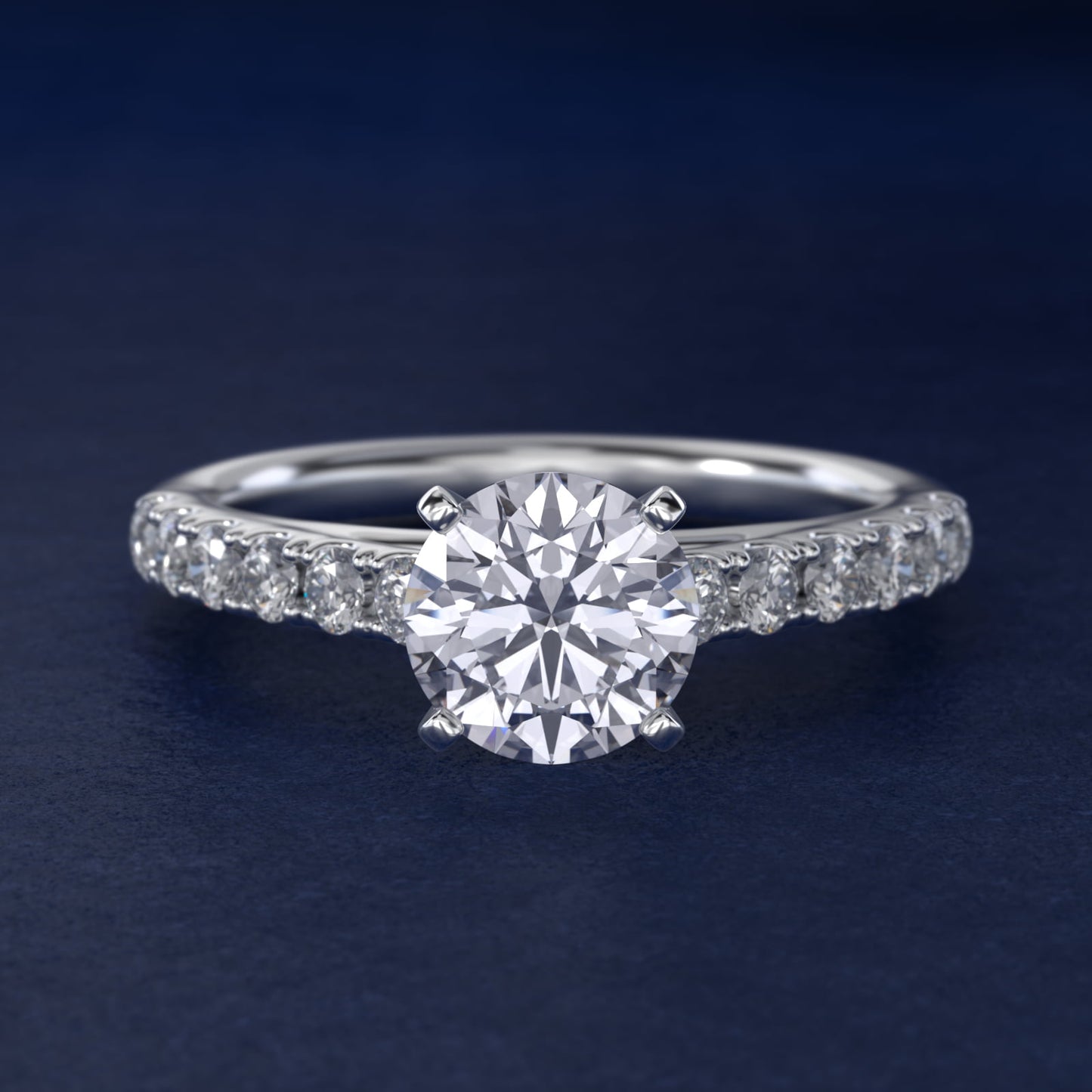 Riviera Cathedral PavŽ Diamond Engagement Ring in Platinum (1/2 ct. tw.) - Round Center