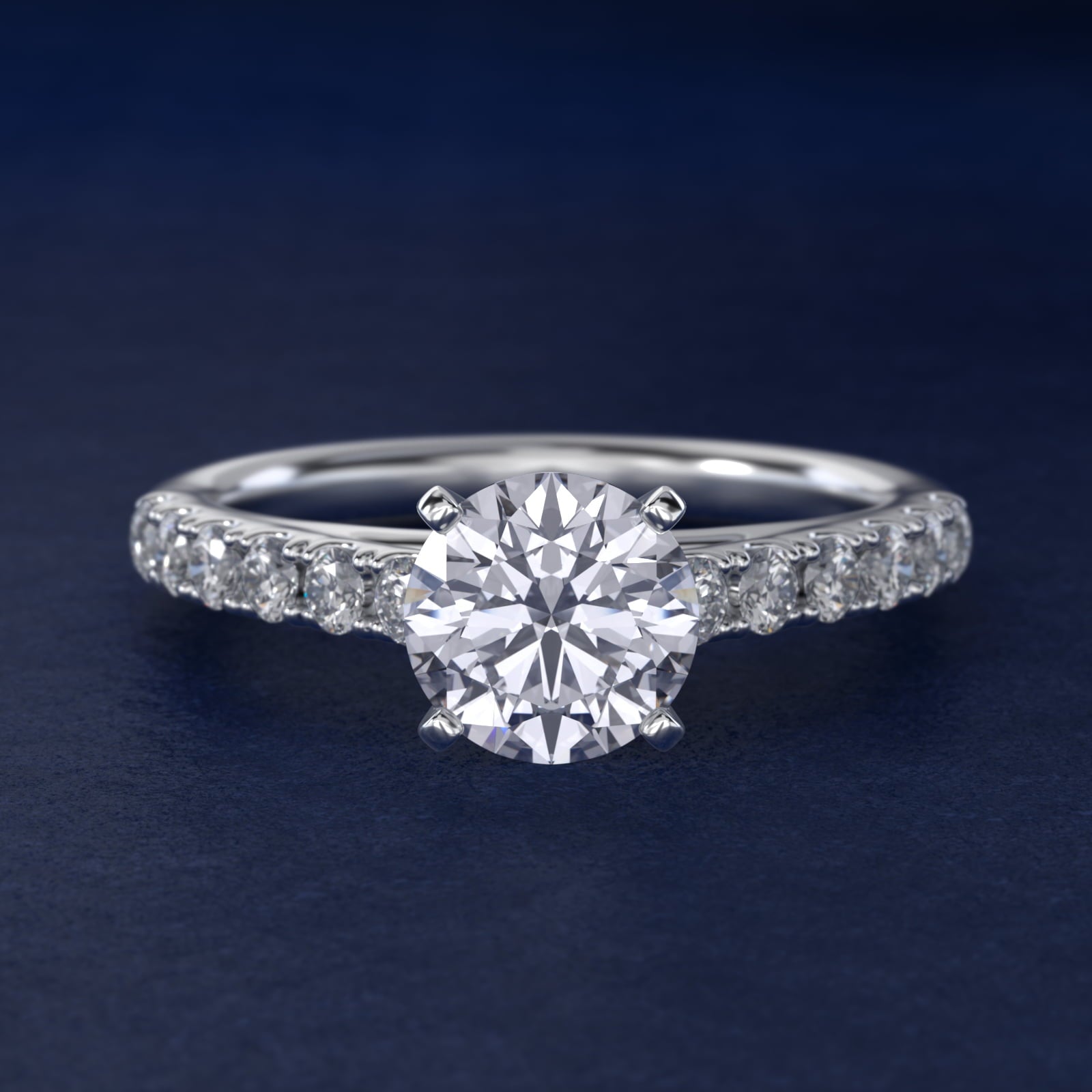 Riviera Cathedral PavŽ Diamond Engagement Ring in Platinum (1/2 ct. tw.) - Round Center