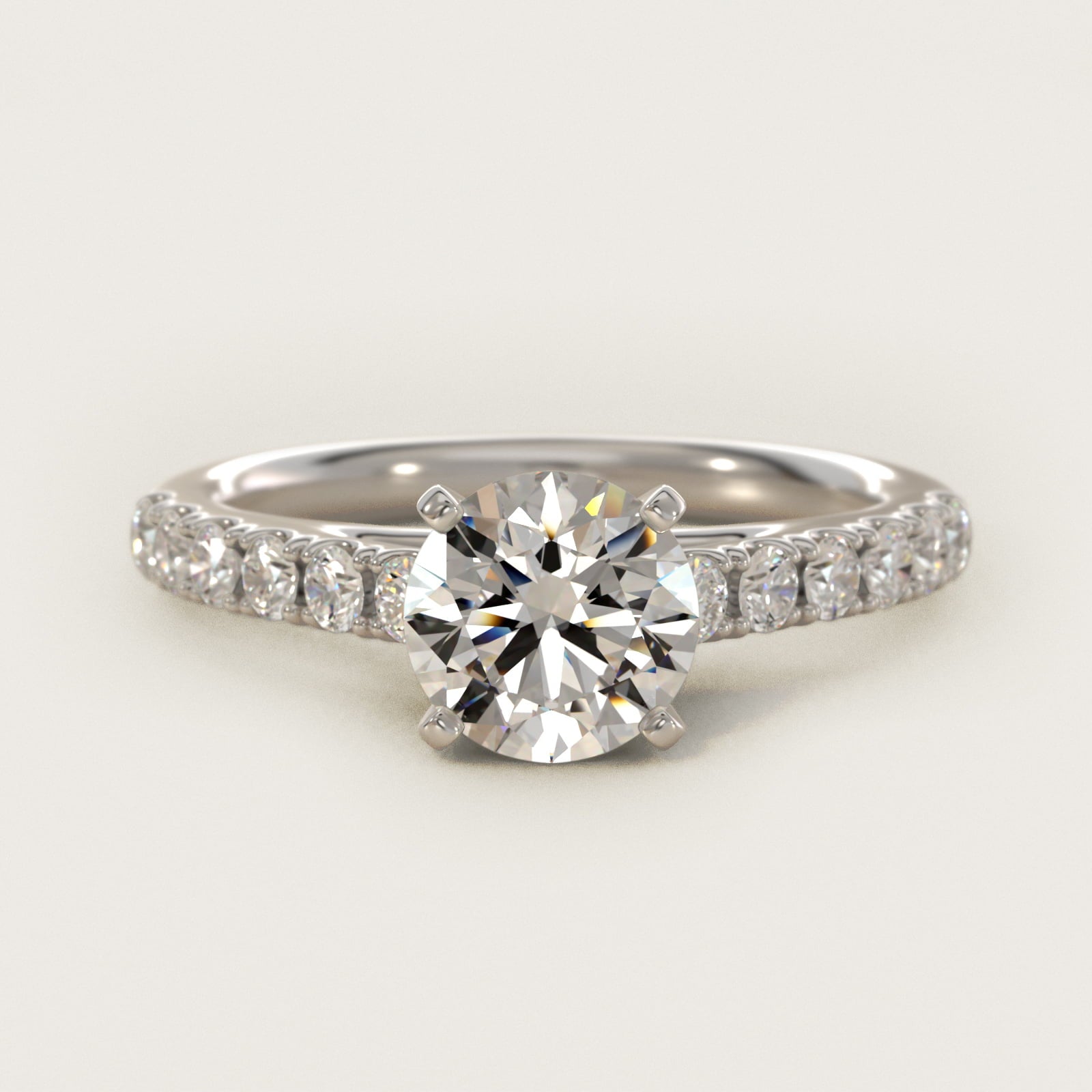 Riviera Cathedral PavŽ Diamond Engagement Ring in Platinum (1/2 ct. tw.) - Round Center