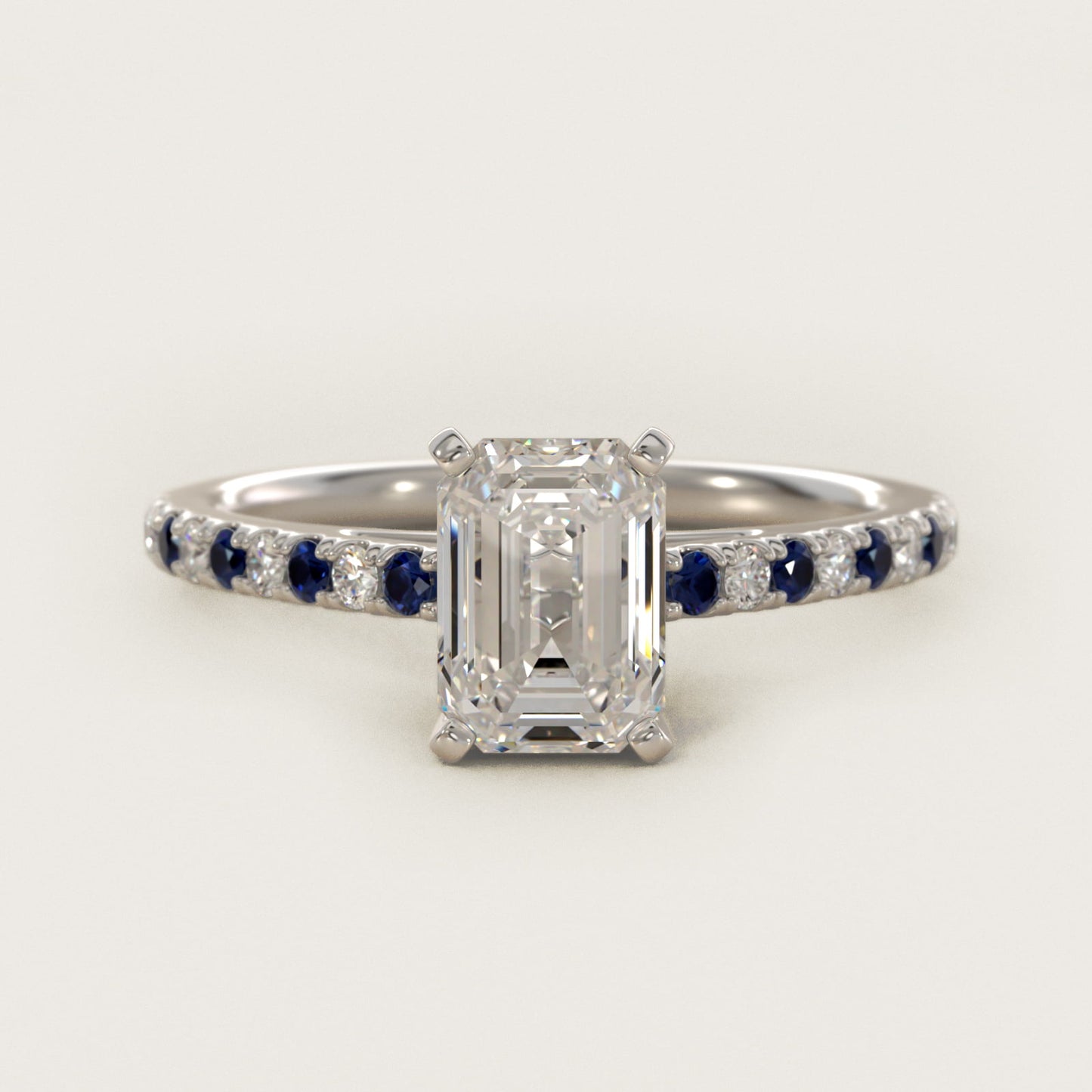 Riviera MicropavŽ Sapphire and Diamond Engagement Ring in Platinum - Emerald Center