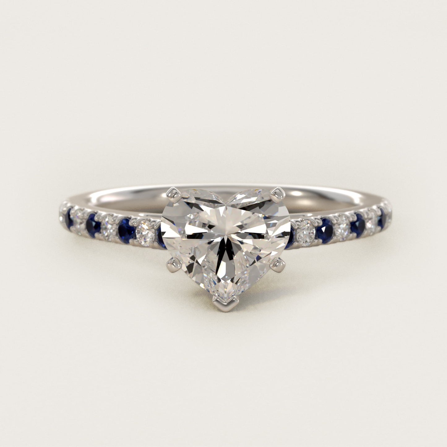 Riviera MicropavŽ Sapphire and Diamond Engagement Ring in Platinum - Heart Center