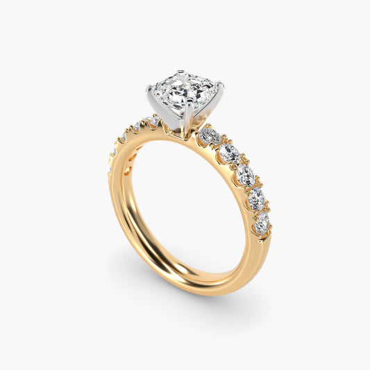 Riviera PavŽ Diamond Engagement Ring in 18k Yellow Gold (5/8 ct. tw.) - Asscher Center