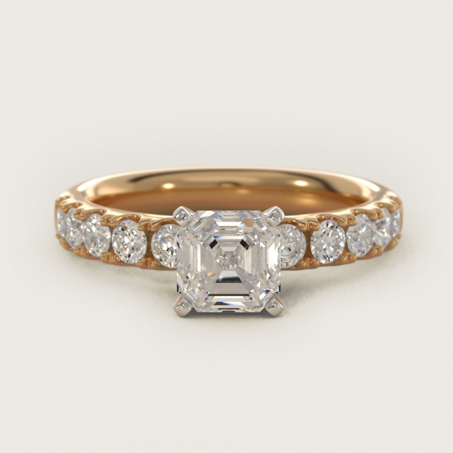 Riviera PavŽ Diamond Engagement Ring in 18k Yellow Gold (5/8 ct. tw.) - Asscher Center
