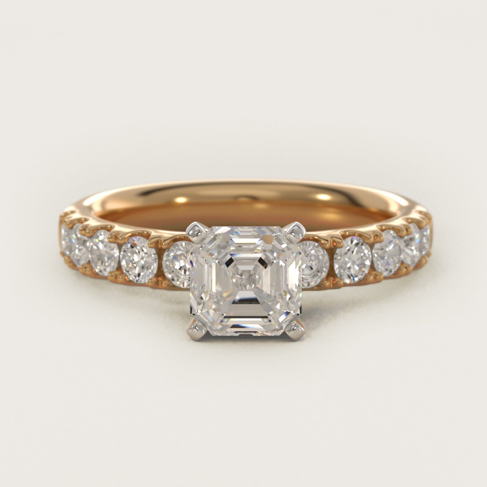 Riviera PavŽ Diamond Engagement Ring in 18k Yellow Gold (5/8 ct. tw.) - Asscher Center