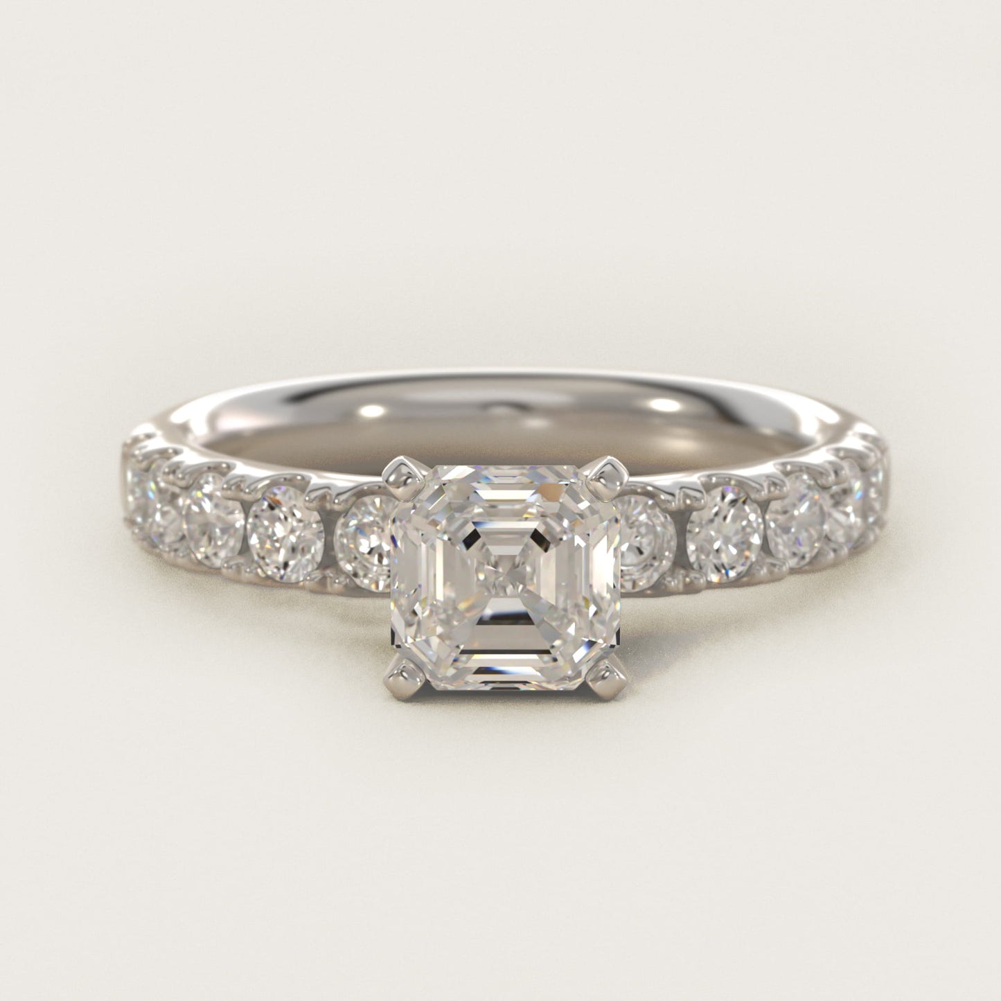 Riviera PavŽ Diamond Engagement Ring in Platinum (5/8 ct. tw.) - Asscher Center