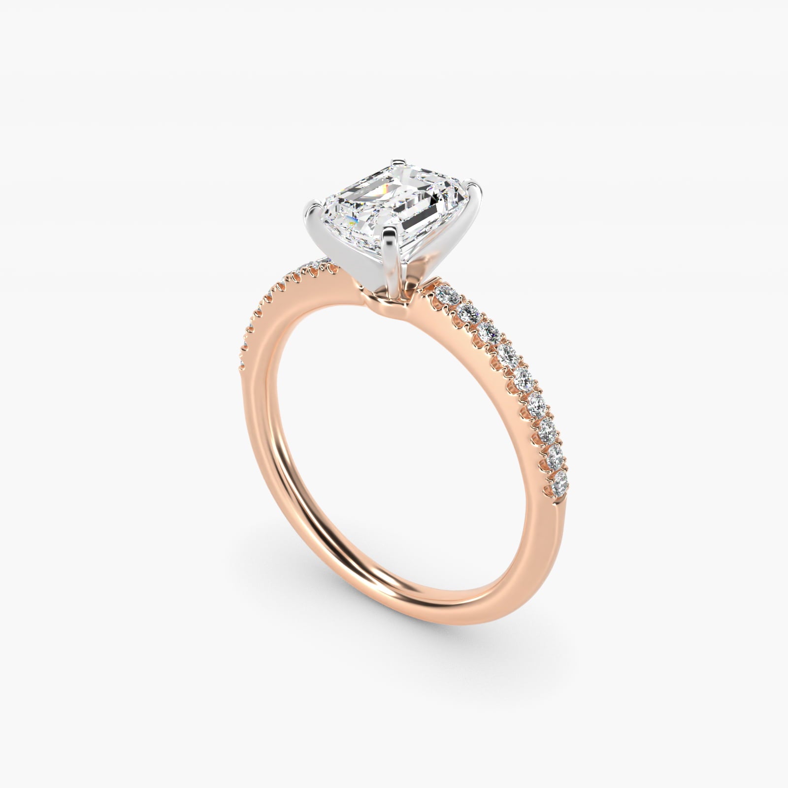 Riviera PavŽ Diamond Engagement Ring in 14k Rose Gold (1/6 ct. tw.) - Emerald Center
