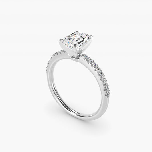 Riviera PavŽ Diamond Engagement Ring in 14k White Gold (1/6 ct. tw.) - Emerald Center