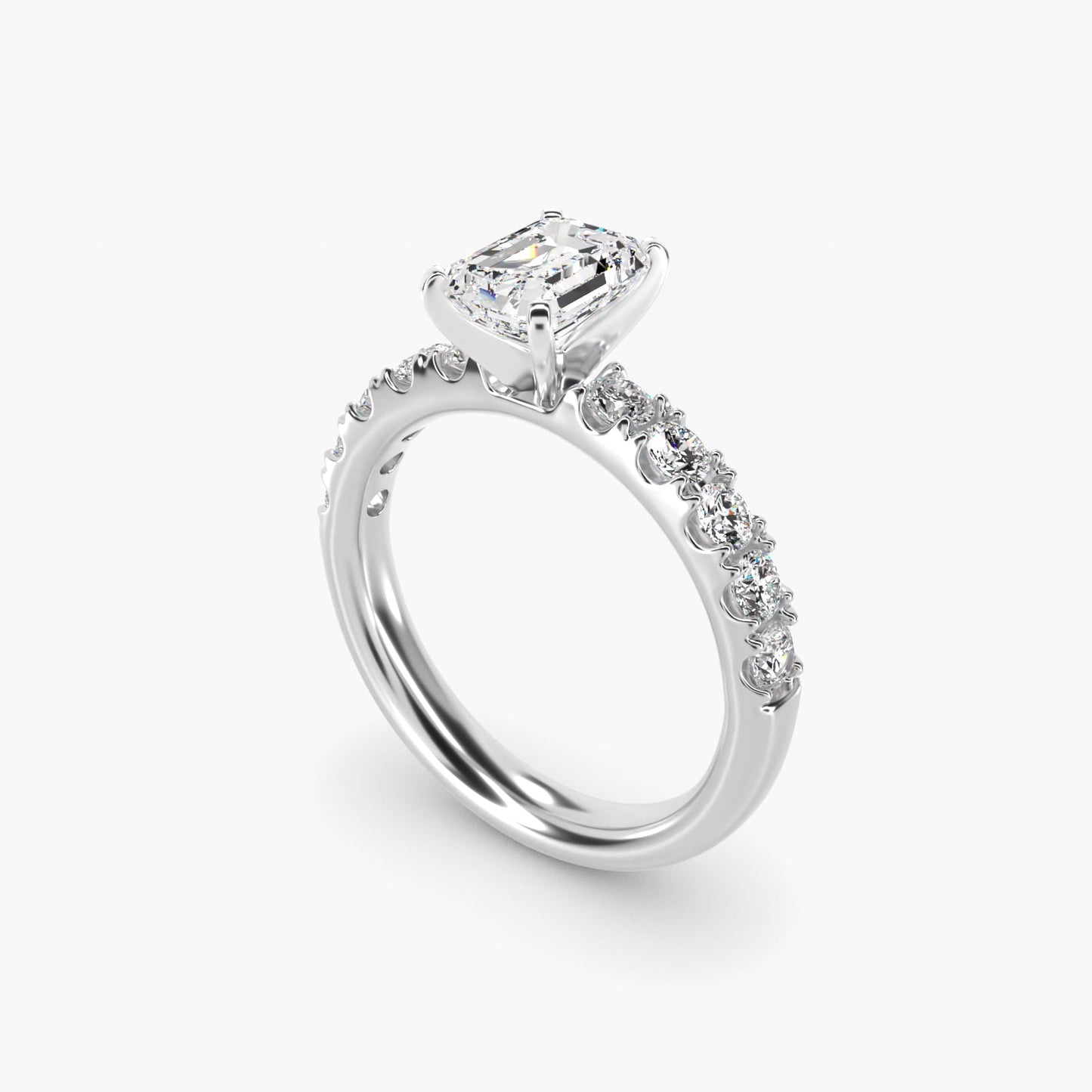 Riviera PavŽ Diamond Engagement Ring in 18k White Gold (5/8 ct. tw.) - Emerald Center