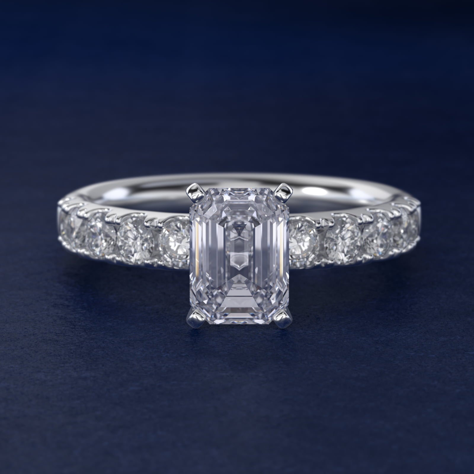 Riviera PavŽ Diamond Engagement Ring in 18k White Gold (5/8 ct. tw.) - Emerald Center
