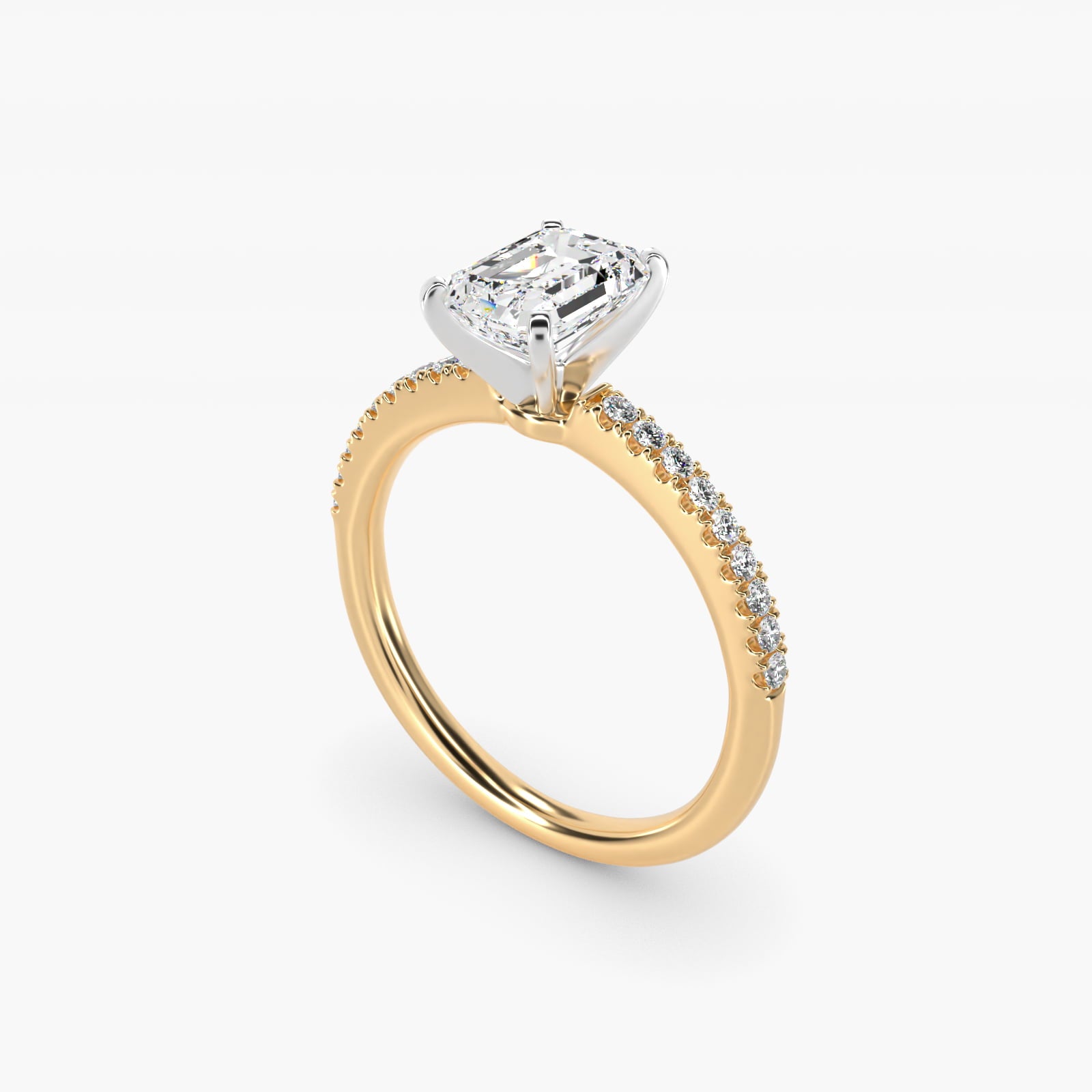 Riviera PavŽ Diamond Engagement Ring in 14K Yellow Gold (1/6 ct. tw.) - Emerald Center