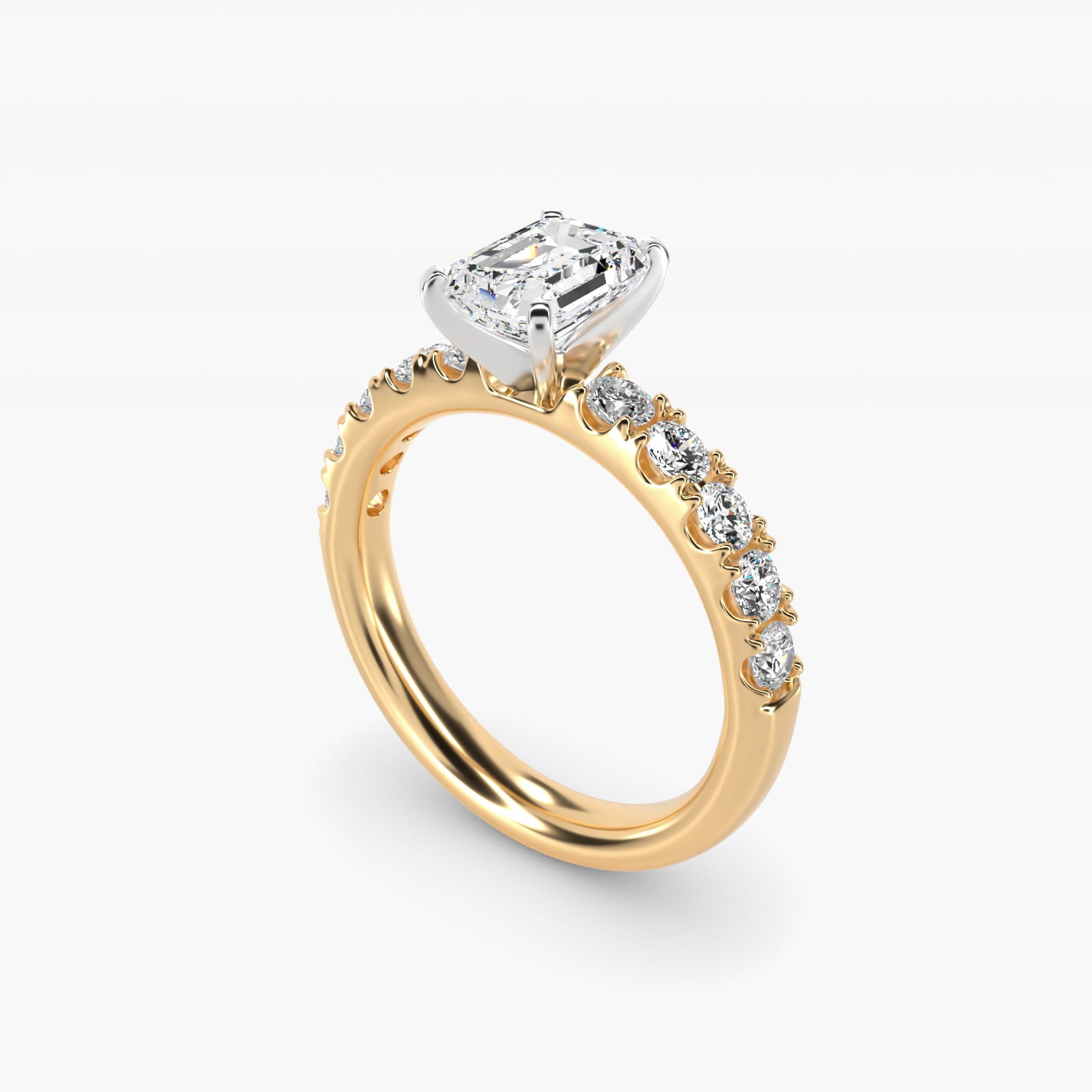 Riviera PavŽ Diamond Engagement Ring in 18k Yellow Gold (5/8 ct. tw.) - Emerald Center