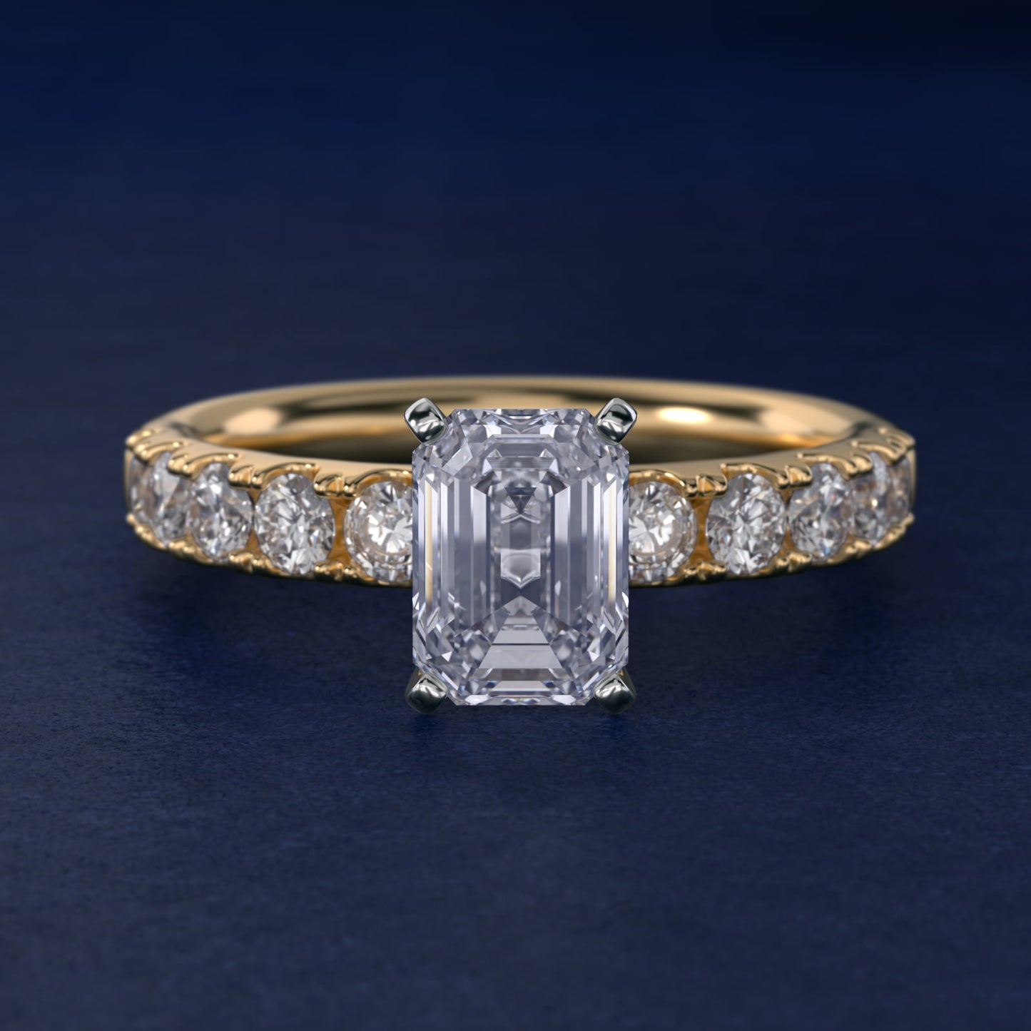 Riviera PavŽ Diamond Engagement Ring in 18k Yellow Gold (5/8 ct. tw.) - Emerald Center