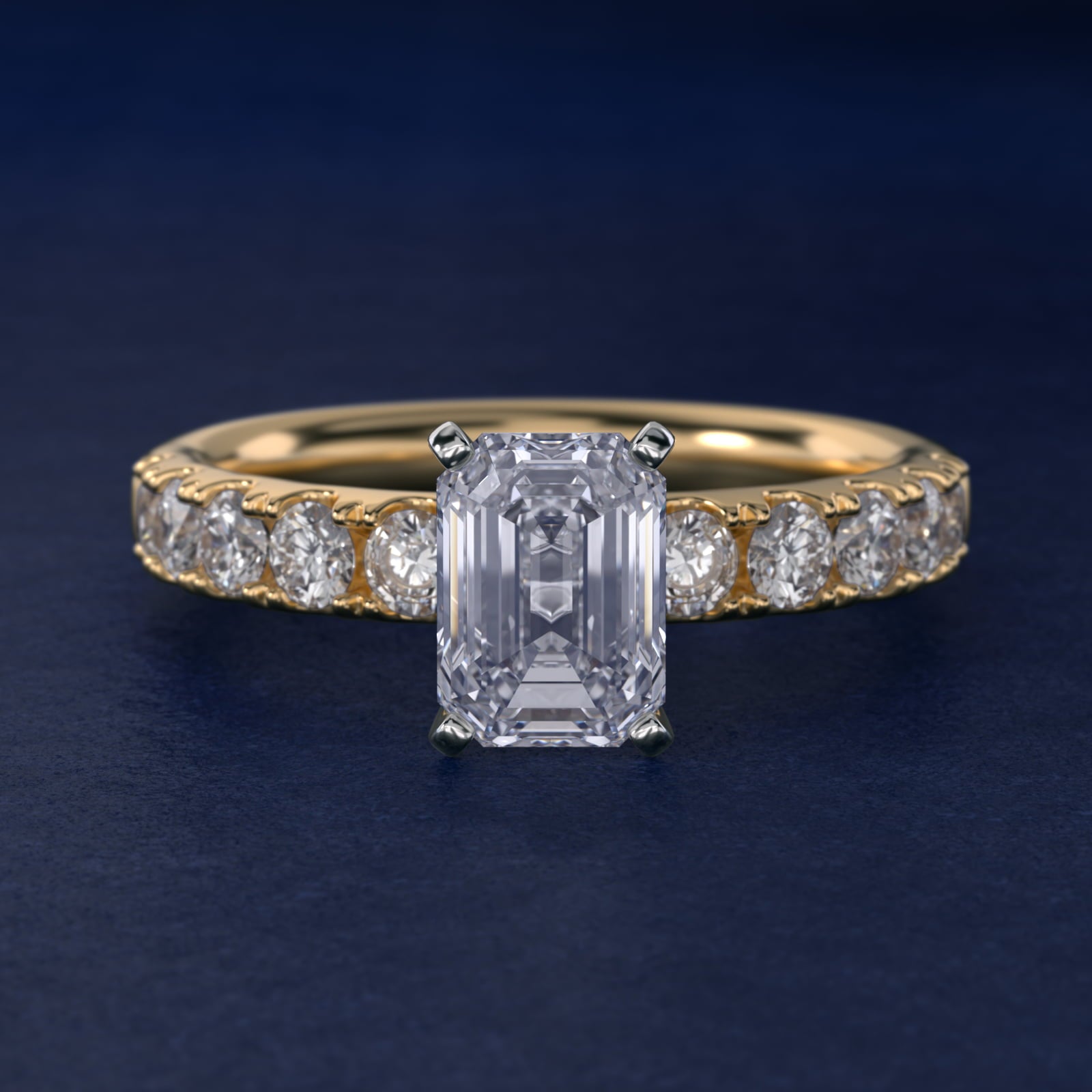 Riviera PavŽ Diamond Engagement Ring in 18k Yellow Gold (5/8 ct. tw.) - Emerald Center
