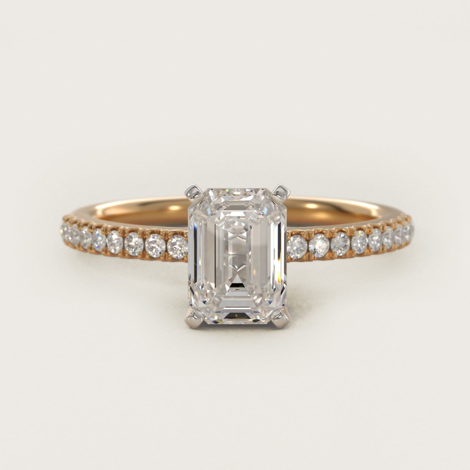 Riviera PavŽ Diamond Engagement Ring in 14K Yellow Gold (1/6 ct. tw.) - Emerald Center