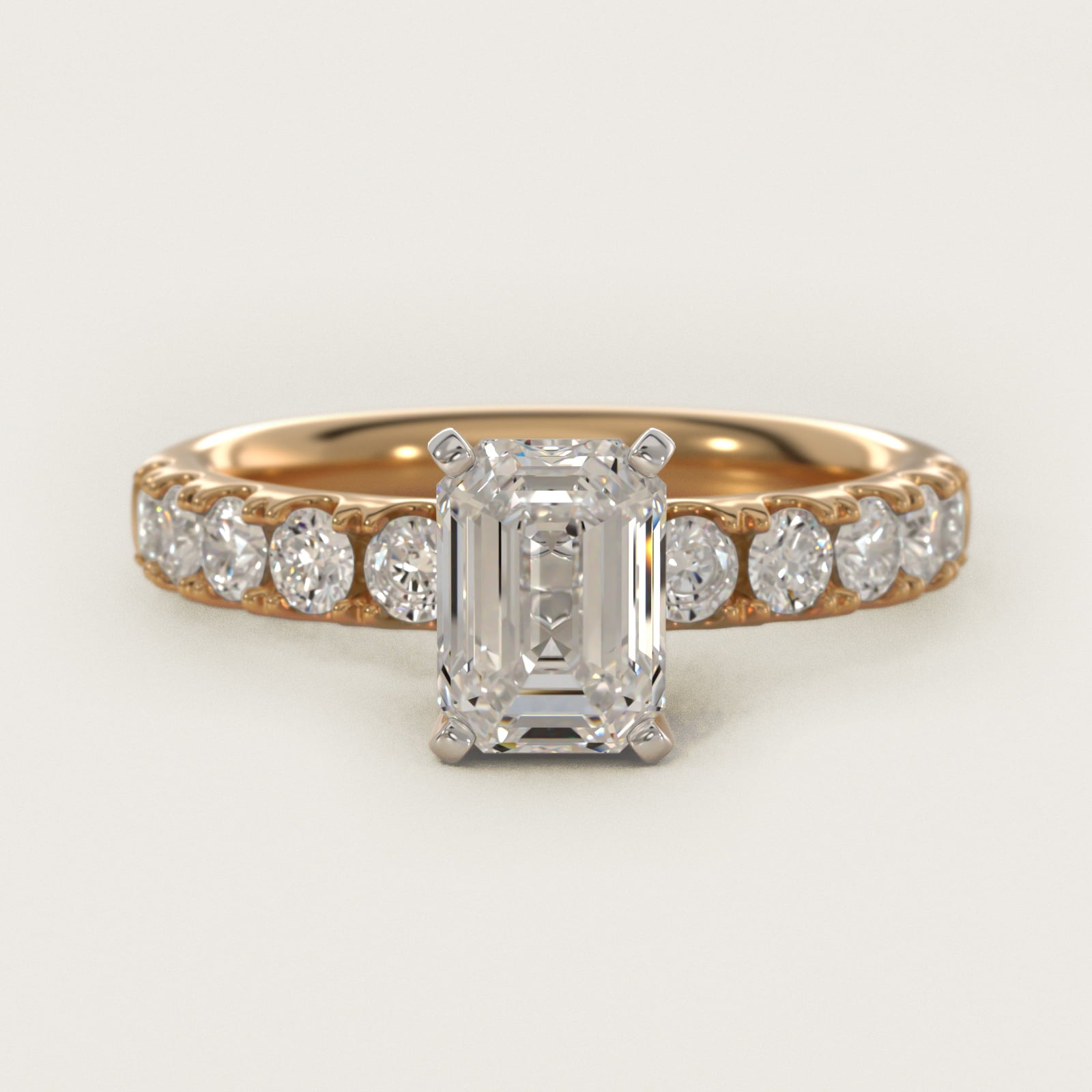 Riviera PavŽ Diamond Engagement Ring in 18k Yellow Gold (5/8 ct. tw.) - Emerald Center