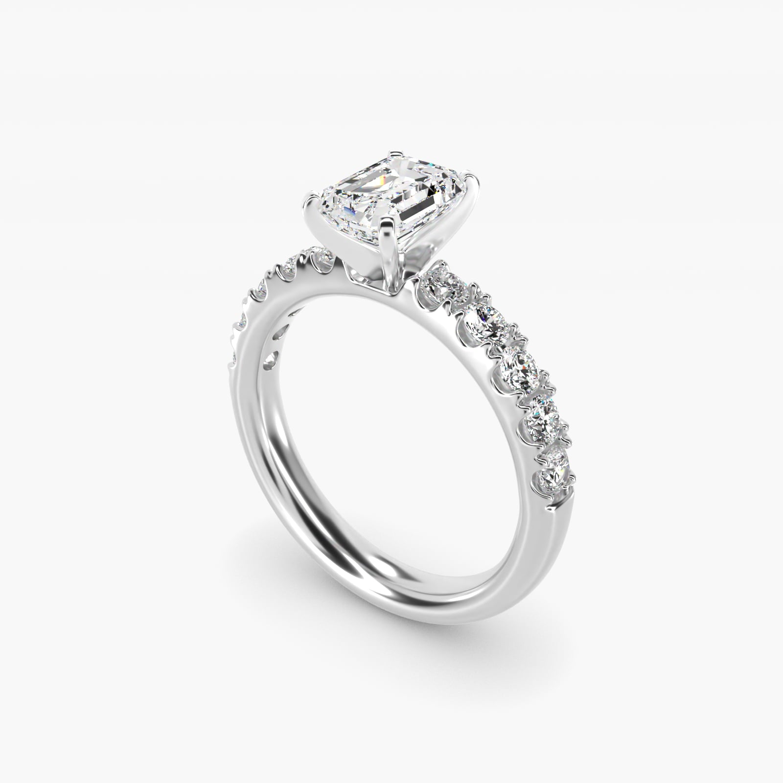 Riviera PavŽ Diamond Engagement Ring in Platinum (5/8 ct. tw.) - Emerald Center