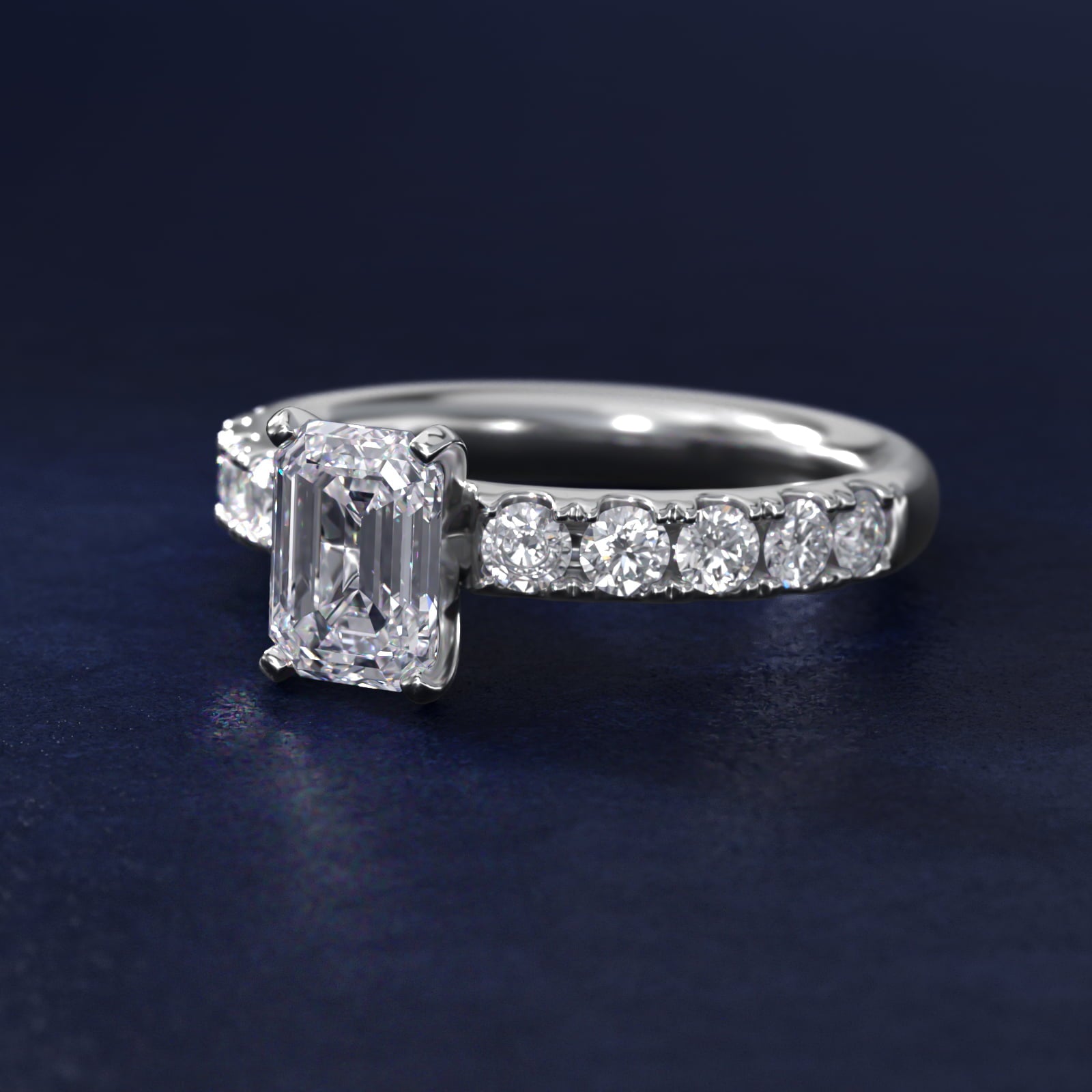 Riviera PavŽ Diamond Engagement Ring in Platinum (5/8 ct. tw.) - Emerald Center