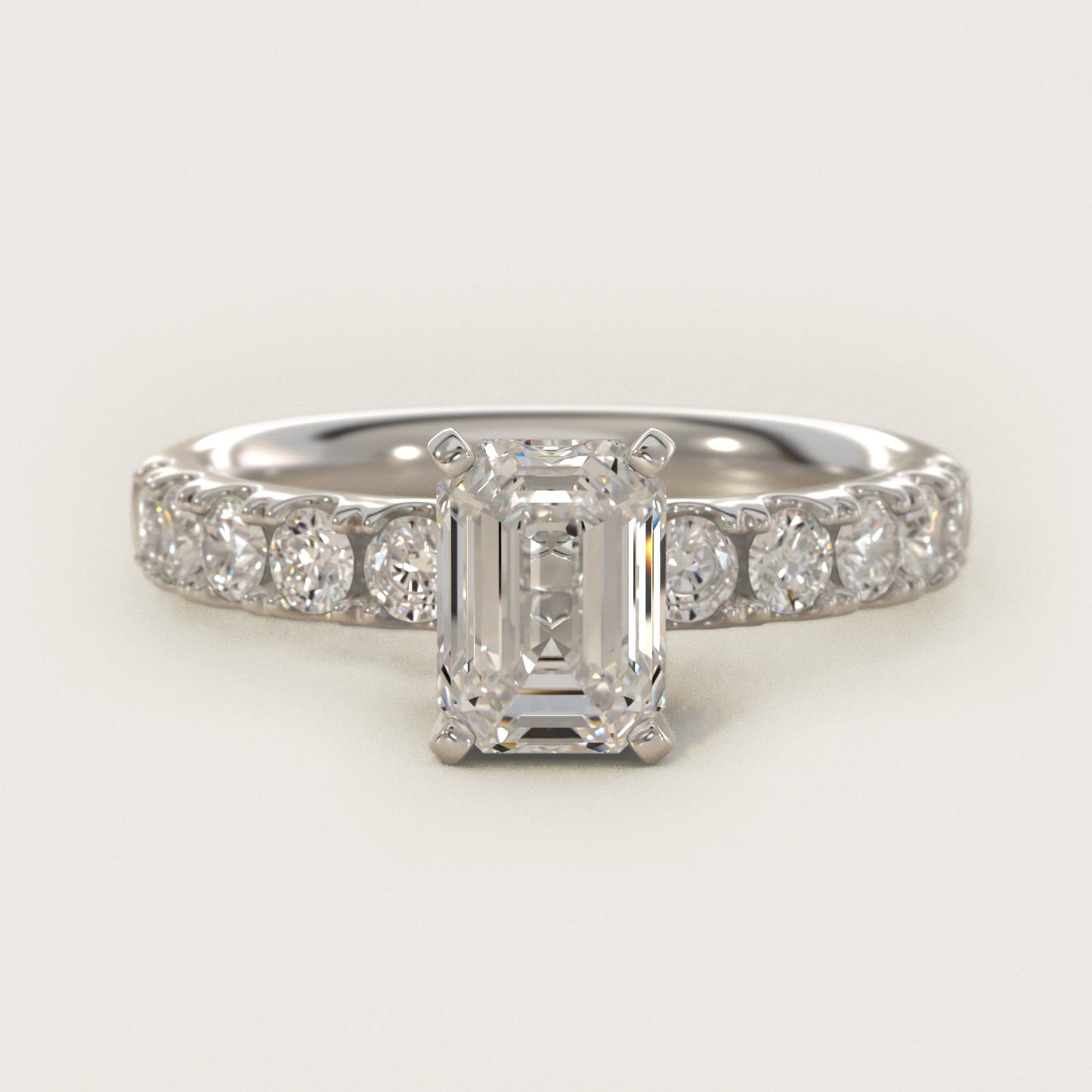 Riviera PavŽ Diamond Engagement Ring in Platinum (5/8 ct. tw.) - Emerald Center