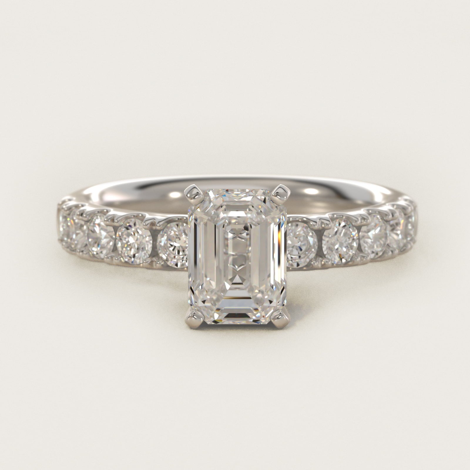 Riviera PavŽ Diamond Engagement Ring in Platinum (5/8 ct. tw.) - Emerald Center