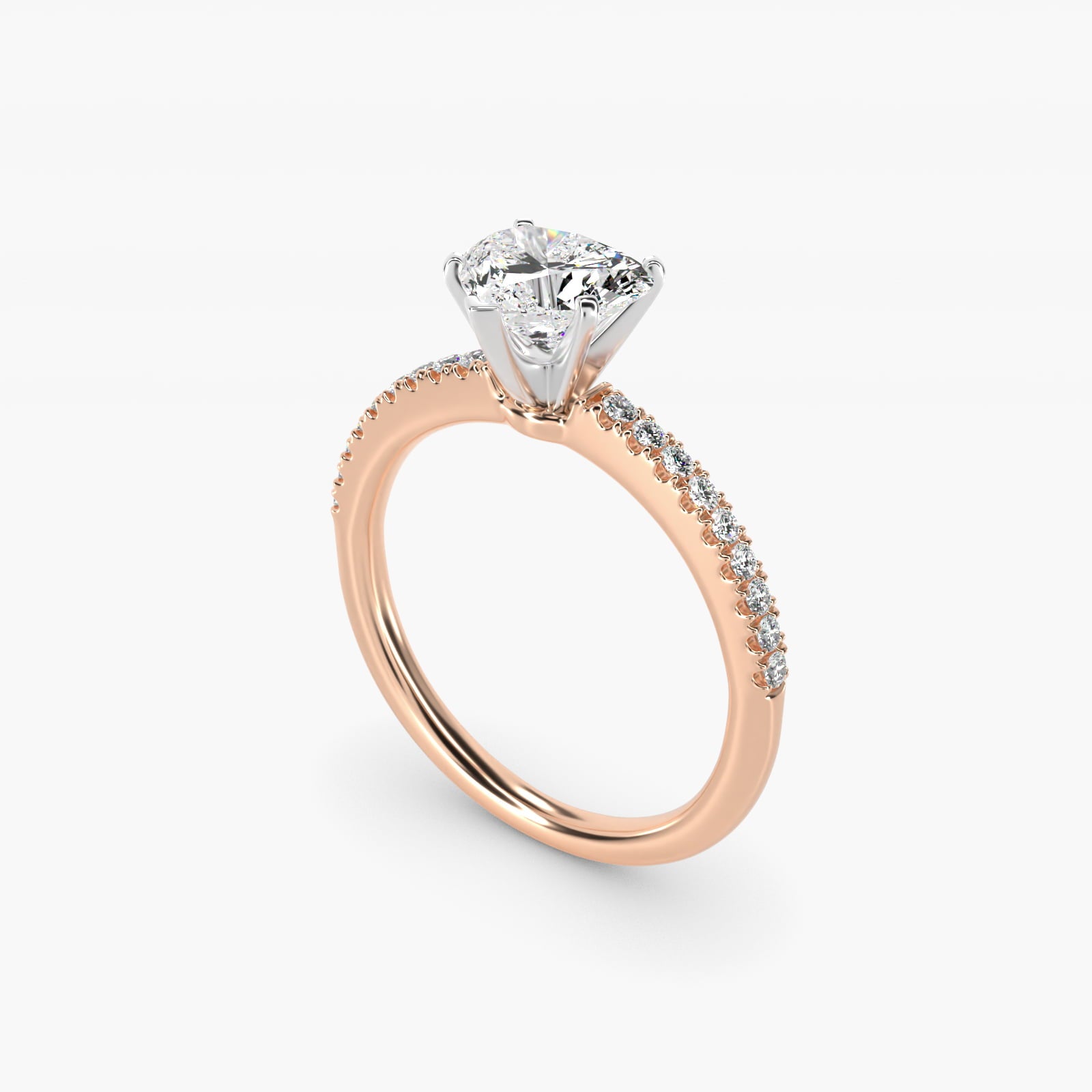 Riviera PavŽ Diamond Engagement Ring in 14k Rose Gold (1/6 ct. tw.) - Heart Center