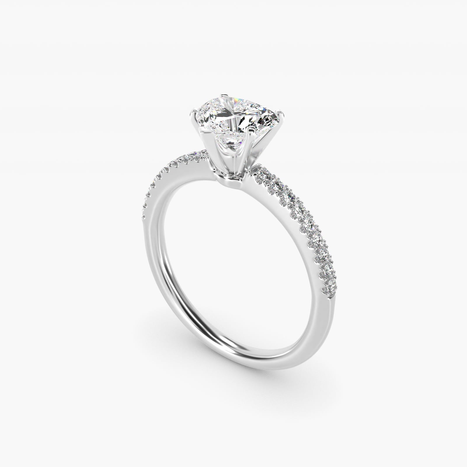Riviera PavŽ Diamond Engagement Ring in 14k White Gold (1/6 ct. tw.) - Heart Center