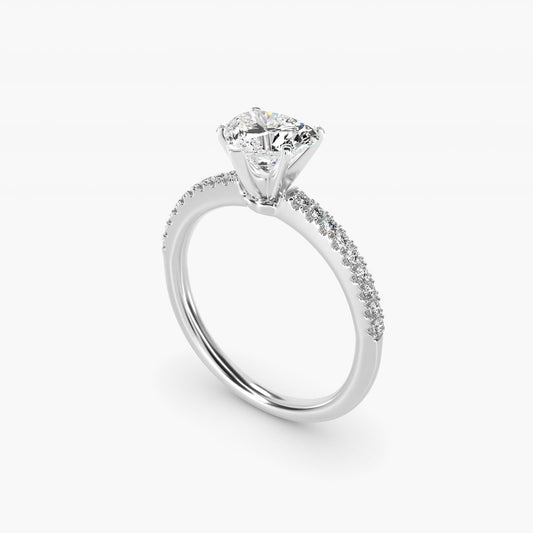 Riviera PavŽ Diamond Engagement Ring in 14k White Gold (1/6 ct. tw.) - Heart Center