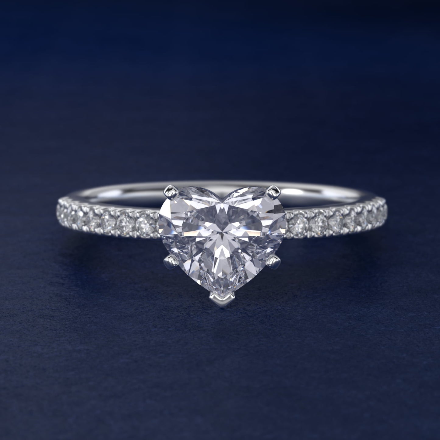 Riviera PavŽ Diamond Engagement Ring in 14k White Gold (1/6 ct. tw.) - Heart Center