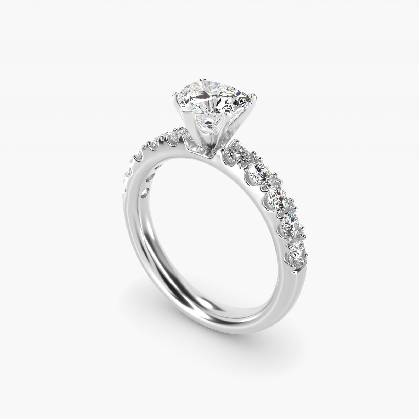 Riviera PavŽ Diamond Engagement Ring in Platinum (5/8 ct. tw.) - Heart Center