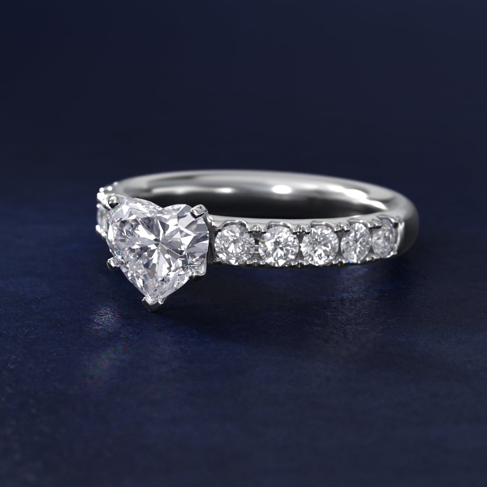 Riviera PavŽ Diamond Engagement Ring in Platinum (5/8 ct. tw.) - Heart Center