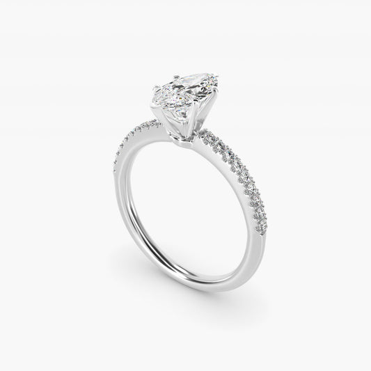 Riviera PavŽ Diamond Engagement Ring in 14k White Gold (1/6 ct. tw.) - Marquise Center