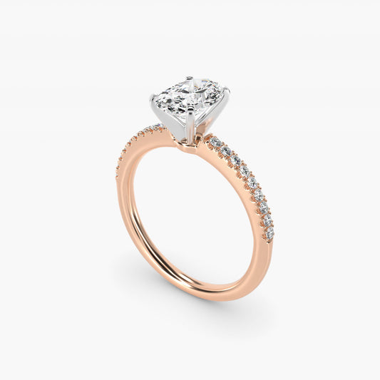 Riviera PavŽ Diamond Engagement Ring in 14k Rose Gold (1/6 ct. tw.) - Oval Center