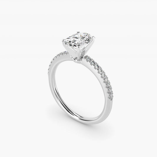 Riviera PavŽ Diamond Engagement Ring in 14k White Gold (1/6 ct. tw.) - Oval Center