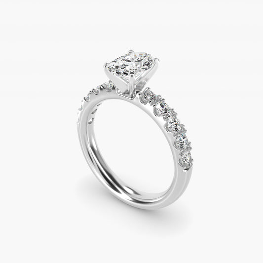 Riviera PavŽ Diamond Engagement Ring in 18k White Gold (5/8 ct. tw.) - Oval Center